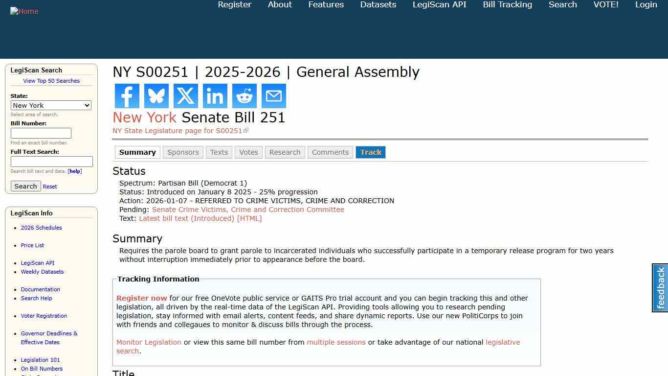 NY S00251 2025-2026 General Assembly LegiScan